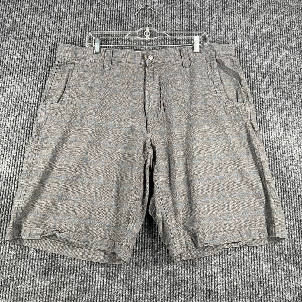 Mountain Khakis Shorts Mens Size 40 Gray Plaid Chino Outdoor Linen Blend Camp